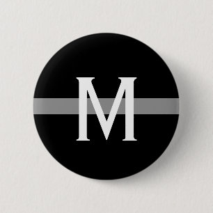 Badge Rond 5 Cm Ligne gris mince Agent correctionnel Monogramme