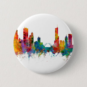 Badge Rond 5 Cm Ligne Skyline Chicago Illinois