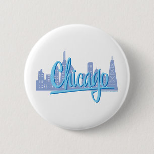 Badge Rond 5 Cm Ligne Skyline de Chicago Windy City