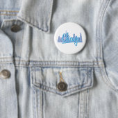 Badge Rond 5 Cm Ligne Skyline de Chicago Windy City (En situation)