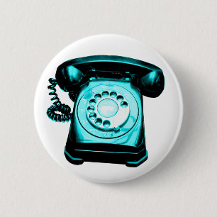 Badge Rond 5 Cm Ligne téléphonique Cyan