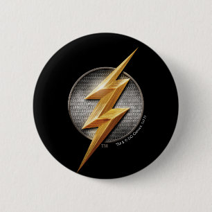 Badge Rond 5 Cm Ligue de la justice  Symbole Flash Metallic Bolt