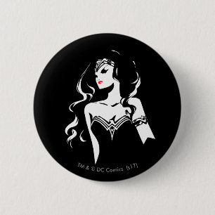 Badge Rond 5 Cm Ligue de la justice Wonder Woman Noir Pop Art