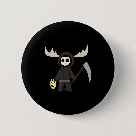 Badge Rond 5 Cm Lil Doom Moose - Funny Reaper Cartoon (Devant)