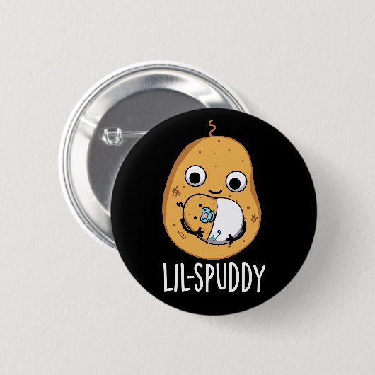 Badge Rond 5 Cm Lil Spuddy Funny Potato Pun Dark BG (Devant & derrière)