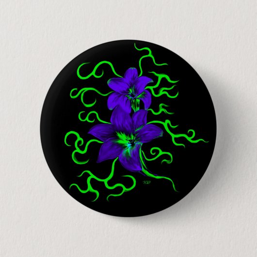 Badge Rond 5 Cm lila Lilie Blume (Devant)