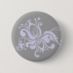 Badge Rond 5 Cm Lilas gris et léger de fleur baroque -