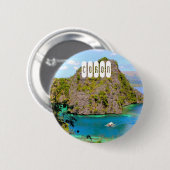 Badge Rond 5 Cm L'île de Coron à Palawan Philippines (Devant & derrière)