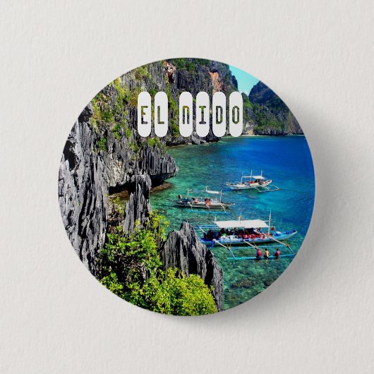 Badge Rond 5 Cm L'île El Nido à Palawan Philippines (Devant)