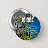 Badge Rond 5 Cm L'île El Nido à Palawan Philippines (Devant & derrière)