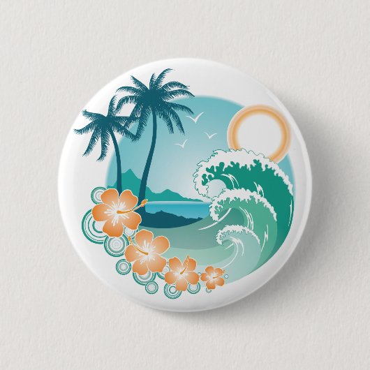 Badge Rond 5 Cm L'île tropicale (Devant)