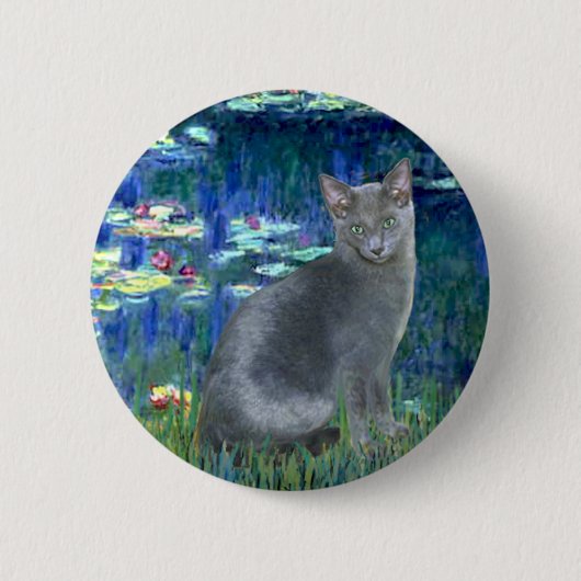 Badge Rond 5 Cm Lilies 5 - Chat bleu russe 2 (Devant)