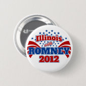 Badge Rond 5 Cm L'Illinois avec Romney 2012 (Devant & derrière)