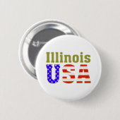 Badge Rond 5 Cm L'Illinois Etats-Unis ! (Devant & derrière)