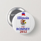 Badge Rond 5 Cm L'Illinois pour Romney 2012 (Devant & derrière)