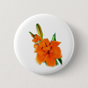 Badge Rond 5 Cm Lily dorée