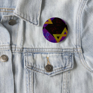 Badge Rond 5 Cm L'image à thème Hanukkah de SlipperyJoe jaune doré