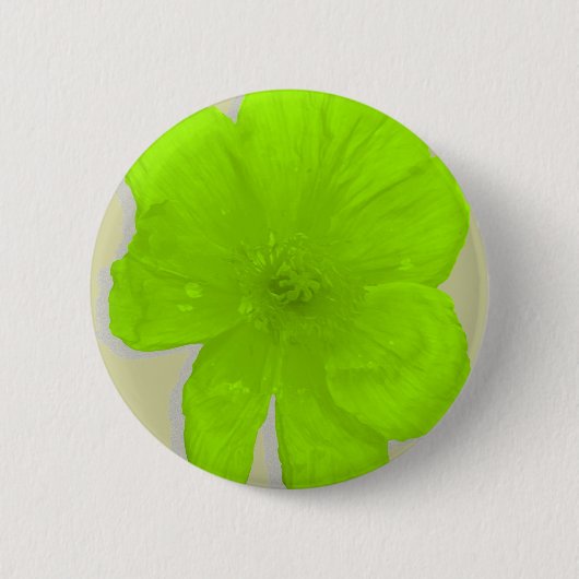 Badge Rond 5 Cm Lime électrique / Fleur PopArt (Devant)