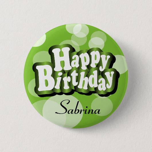Badge Rond 5 Cm Lime Green Bokeh Design d'anniversaire (Devant)