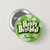 Badge Rond 5 Cm Lime Green Bokeh Design d'anniversaire (Devant & derrière)