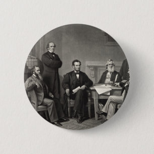 Badge Rond 5 Cm Lincoln Lecture de la proclamation d'émancipation