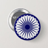 Badge Rond 5 Cm L'Inde Ashoka Chakra (Devant & derrière)