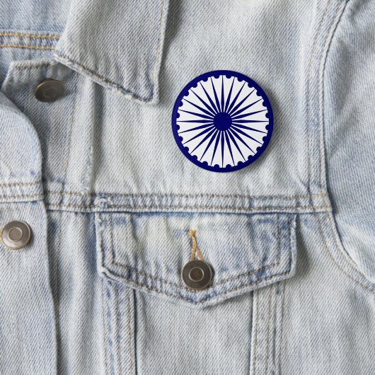 Badge Rond 5 Cm L'Inde Ashoka Chakra (En situation)