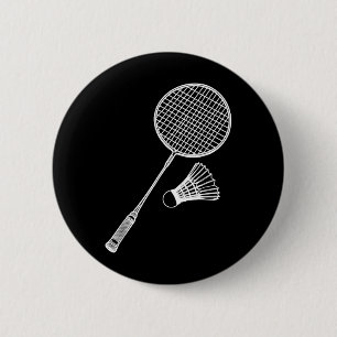 Badge Rond 5 Cm Line Art Badminton Player Shutter Badmintoner