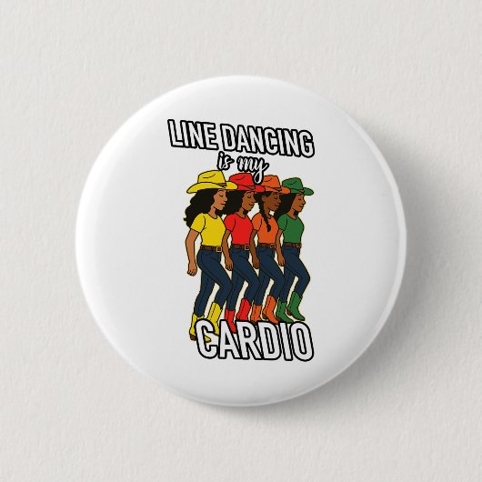 Badge Rond 5 Cm Line Dancing Cardio Black Women Dancers Cowboy Boo (Devant)