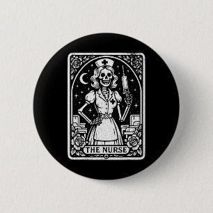 Badge Rond 5 Cm L'Infirmière Skeleton Tarot Card Funny Nurse Rn Lp