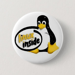 Badge Rond 5 Cm LINUX À L'INTÉRIEUR de Tux le logo de pingouin d