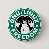 Badge Rond 5 Cm LINUX - GNU - FREEDOM Button (Devant)