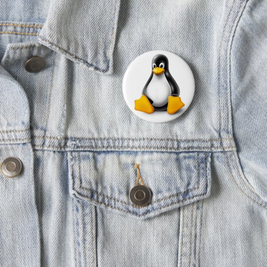 Badge Rond 5 Cm Linux Tux le pingouin (En situation)