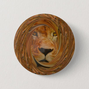 Badge Rond 5 Cm Lion Abstrait Safari Art