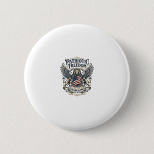 Badge Rond 5 Cm Lion Aigle Patriotique Hybride Animal Gardien Patr
