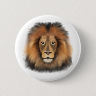 Badge Rond 5 Cm lion aquarelle Leo roi safari animal jungle chat