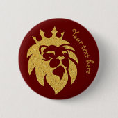 Badge Rond 5 Cm Lion Avec Couronne - Style Or 1 (Devant)