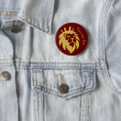 Badge Rond 5 Cm Lion Avec Couronne - Style Or 1 (En situation)