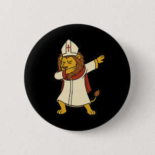 Badge Rond 5 Cm Lion Dabbing Pape Leo Xiv Halloween Funny Usa Da P