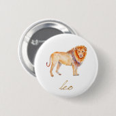 Badge Rond 5 Cm Lion d'aquarelle (Devant & derrière)
