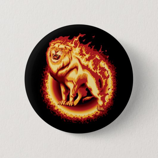Badge Rond 5 Cm Lion de feu (Devant)