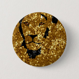 Badge Rond 5 Cm Lion d'or avec de l'argent