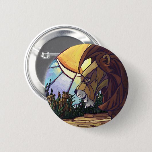 Badge Rond 5 Cm Lion et petits (Devant & derrière)