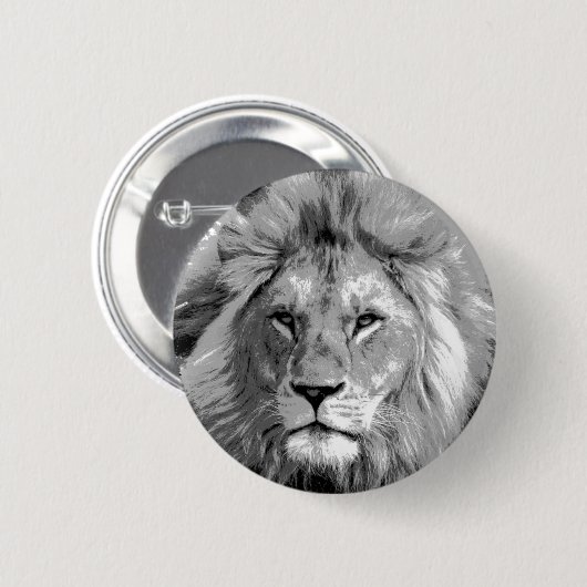 Badge Rond 5 Cm Lion noir blanc (Devant & derrière)