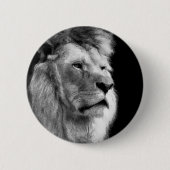 Badge Rond 5 Cm Lion noir blanc (Devant)