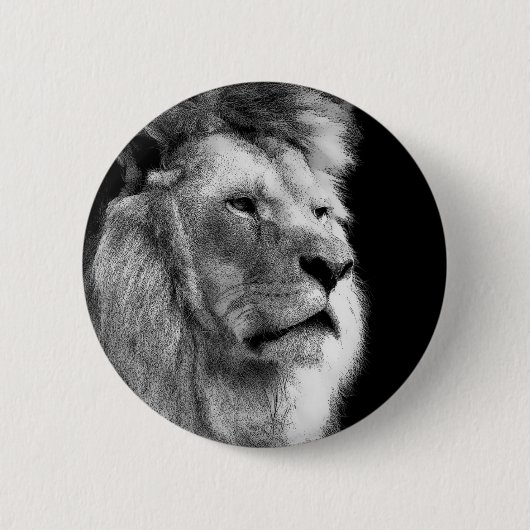 Badge Rond 5 Cm Lion noir blanc (Devant)