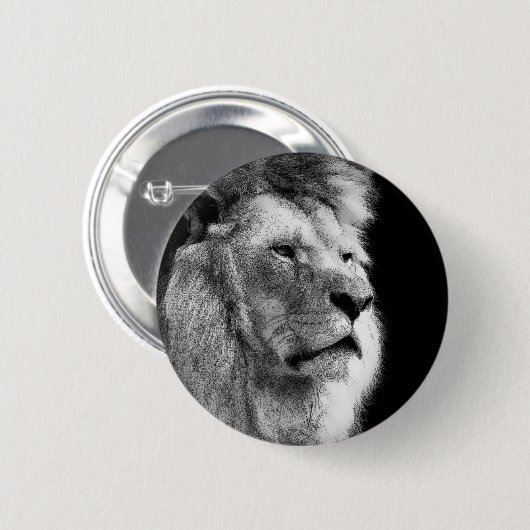 Badge Rond 5 Cm Lion noir blanc (Devant & derrière)
