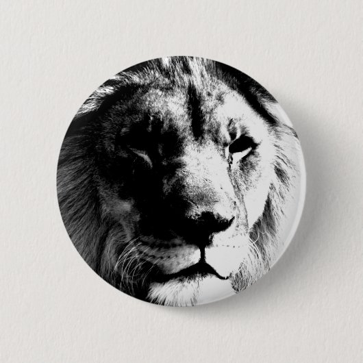 Badge Rond 5 Cm Lion noir et blanc (Devant)