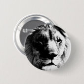 Badge Rond 5 Cm Lion noir et blanc (Devant & derrière)