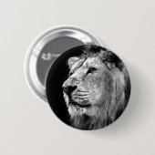 Badge Rond 5 Cm Lion noir et blanc (Devant & derrière)